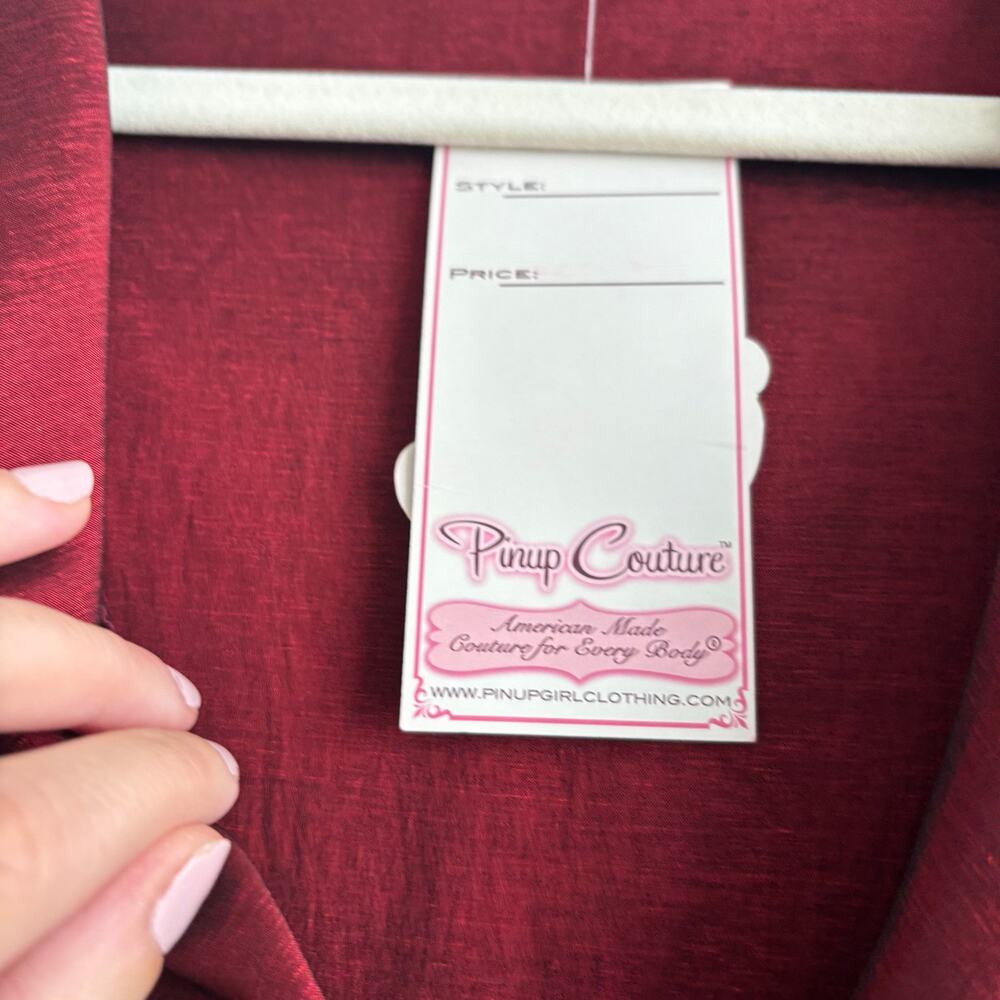 Pinup Couture Burgundy Portrait Collar Swing Dress NWT S Retro Rockabilly Wine - Picture 12 of 16